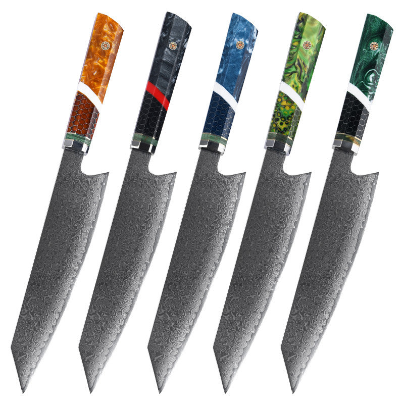 8.5-Inch Kiritsuke Chef's Knife, Damascus Steel, Resin