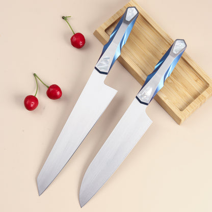 LAMBO FUTURISM Marine Kitchen Santoku Knife, Vanax Superclean Steel, Titanium