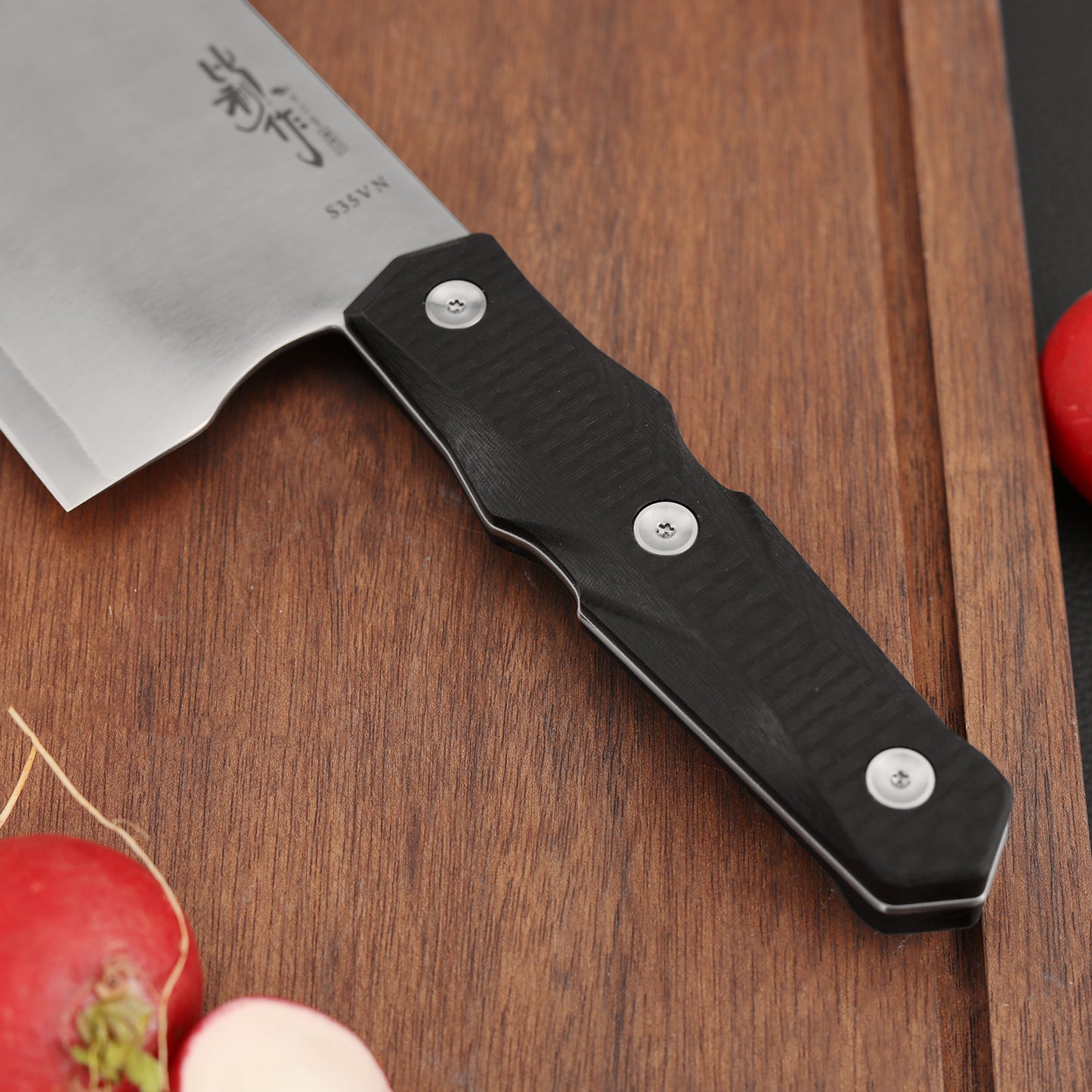 7 Inch Nakiri Knife, S35VN Steel, Carbon Fiber Handle