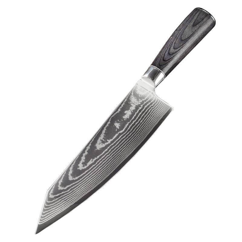 8 Inch Damascus Chef's Kiritsuke Knife, Pakkawood Handle