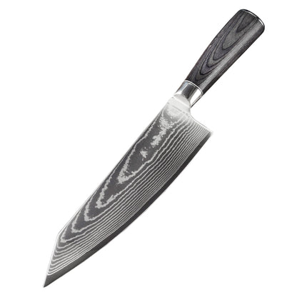 8 Inch Damascus Chef's Kiritsuke Knife, Pakkawood Handle