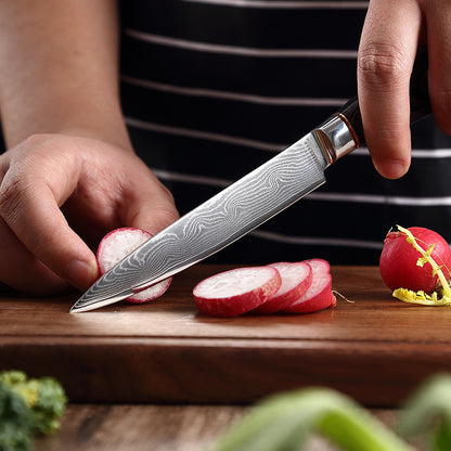 L Series 4.8-Inch Utility Knife, Damascus Steel, Wood