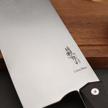 7 Inch Chinese Cleaver Knife, CobalMax Steel, Carbon Fiber Handle