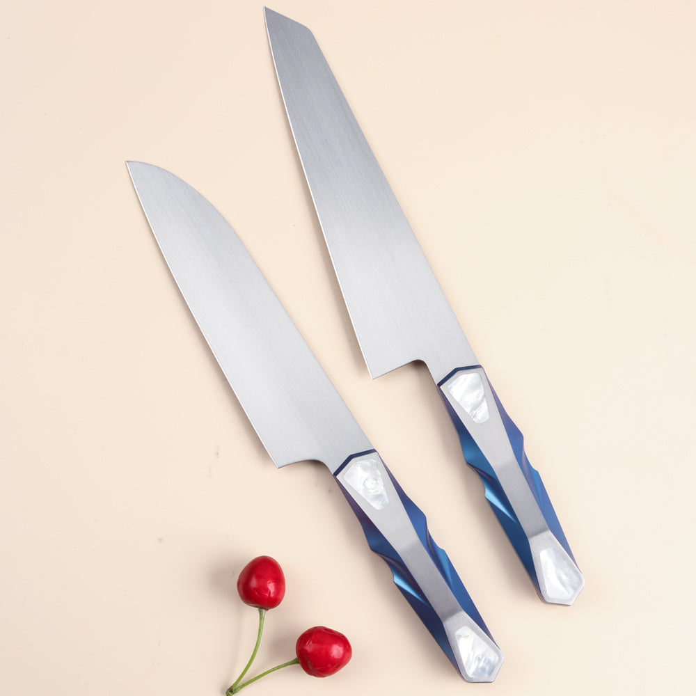 LAMBO FUTURISM Marine Kitchen Santoku Knife, Vanax Superclean Steel, Titanium