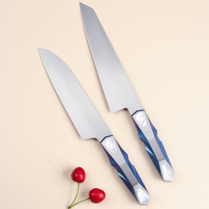 LAMBO FUTURISM Marine Kitchen Santoku Knife, Vanax Superclean Steel, Titanium