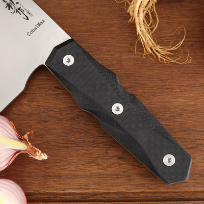 7 Inch Chinese Cleaver Knife, CobalMax Steel, Carbon Fiber Handle