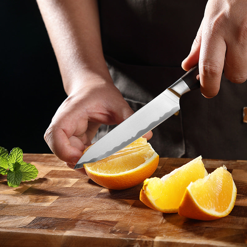 W Series Kitchen Chef Knife Set, Forged Stainless Steel, Brown