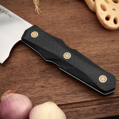 Nakiri Knife Vanax SuperClean Stainless Steel Carbon Fiber