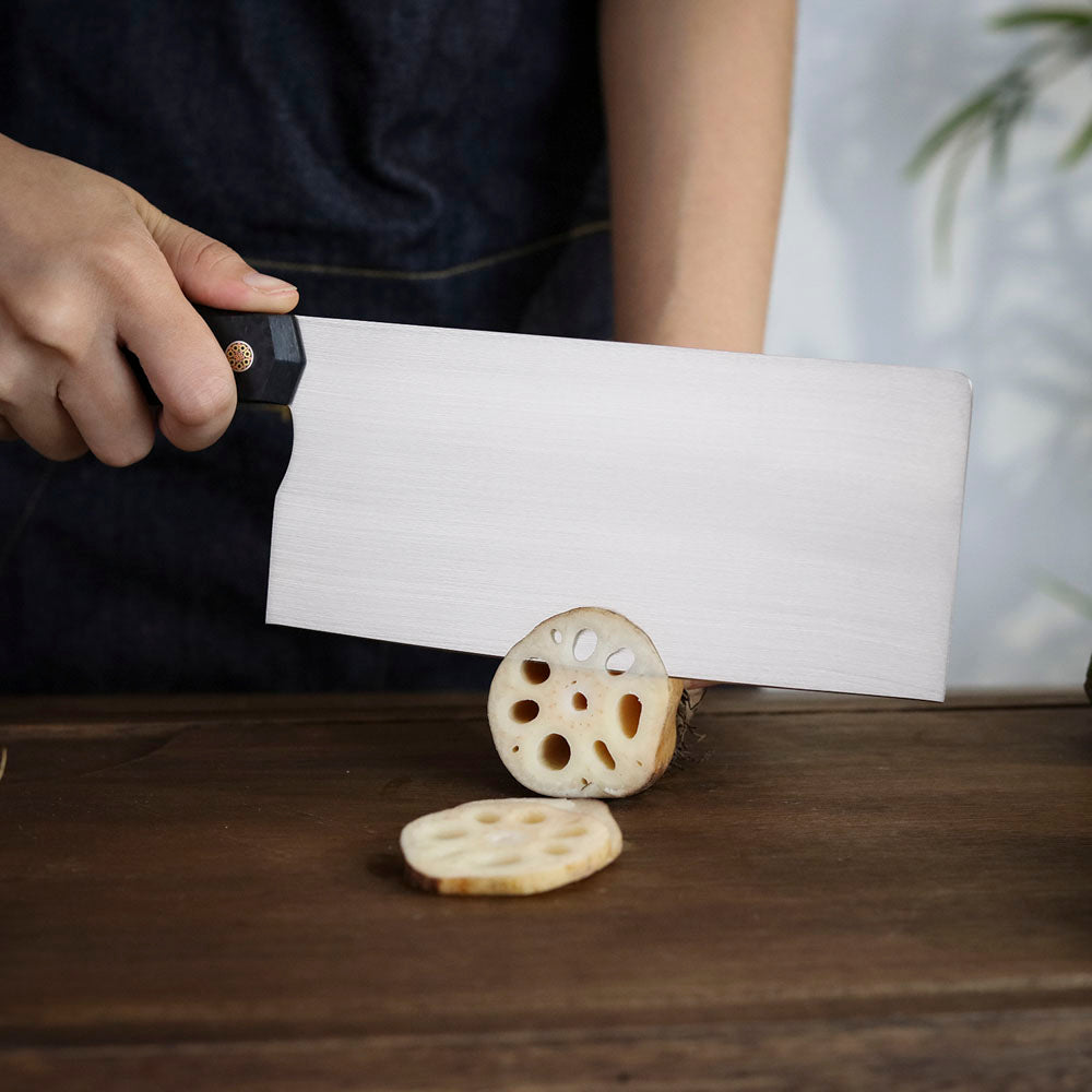 7" Vanax Steel Kitchen Chopping Knife Carbon Fiber