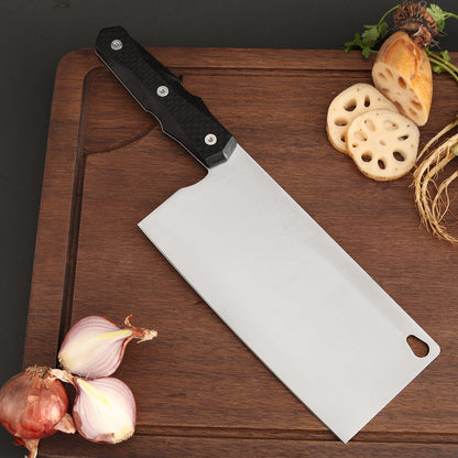 7 Inch Chinese Cleaver Knife, CobalMax Steel, Carbon Fiber Handle
