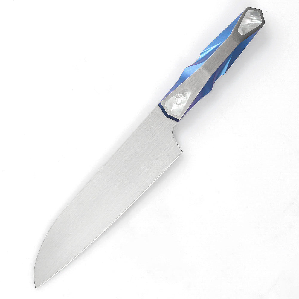 LAMBO FUTURISM Marine Kitchen Santoku Knife, Vanax Superclean Steel, Titanium