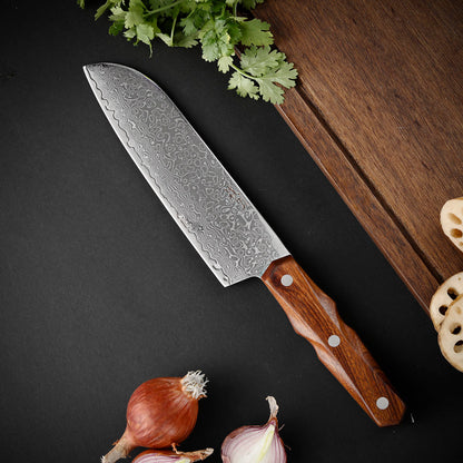 Damascus Steel Santoku 175mm (6.9") Rosewood Handle