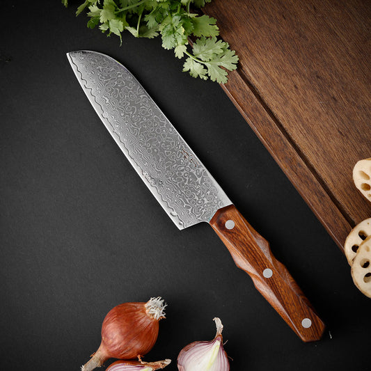 Damascus Steel Santoku 175mm (6.9") Rosewood Handle