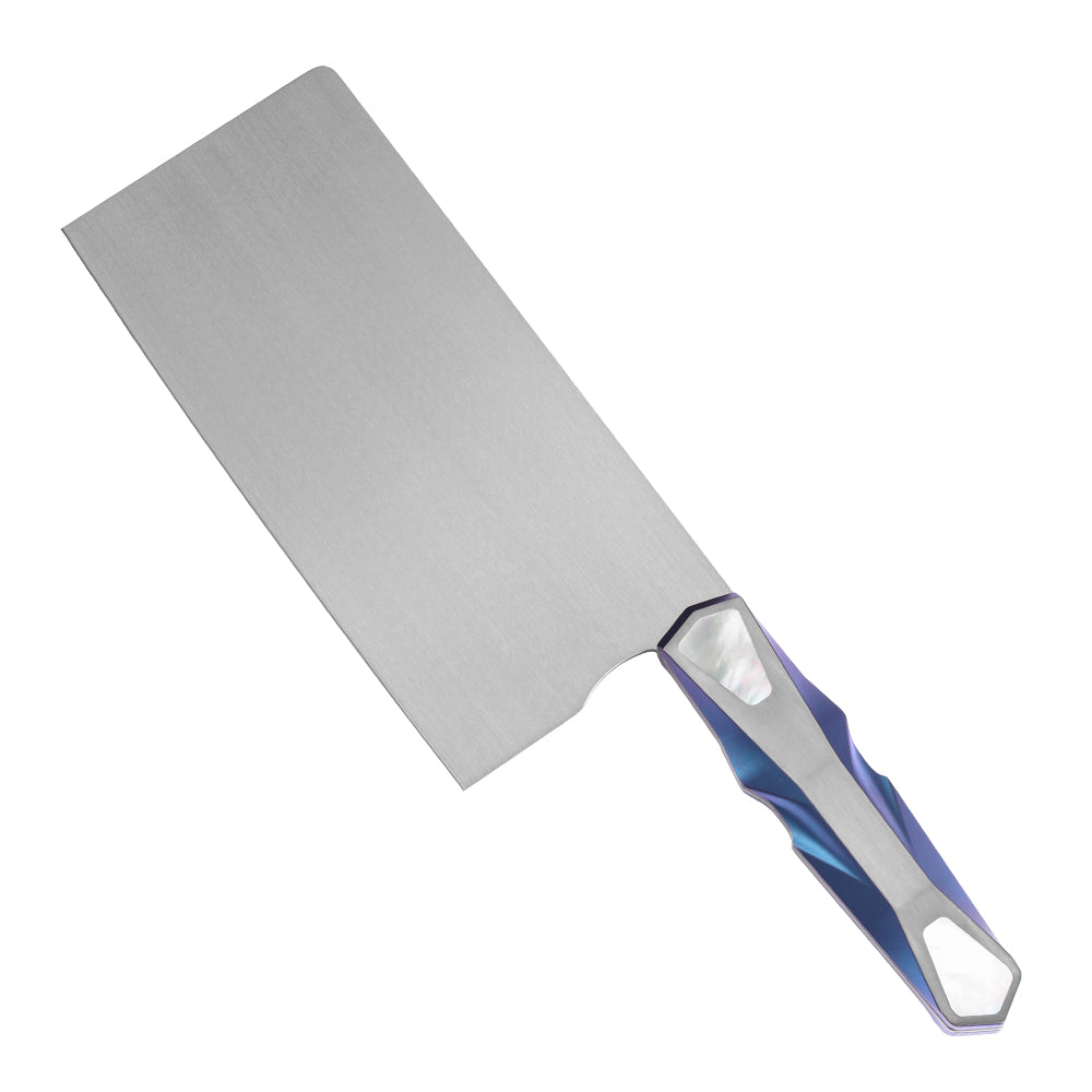 LAMBO FUTURISM Marine Kitchen Cleaver Knife, Vanax Superclean Steel, Titanium