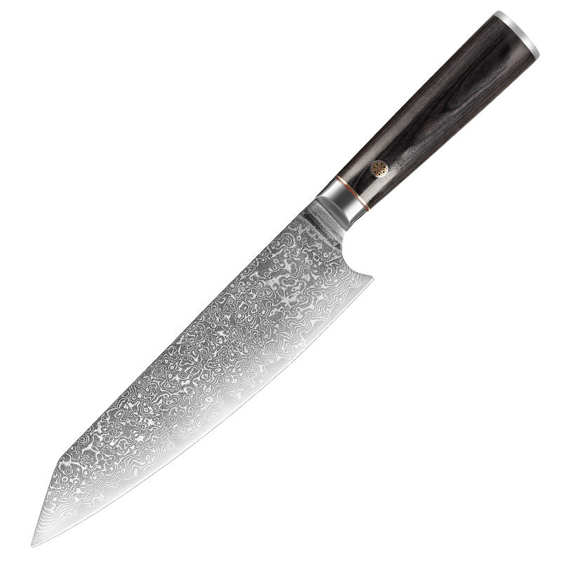 T Series 8-Inch Kiritsuke Knife, Damascus Steel, Wood