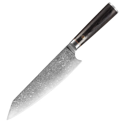 T Series 8-Inch Kiritsuke Knife, Damascus Steel, Wood