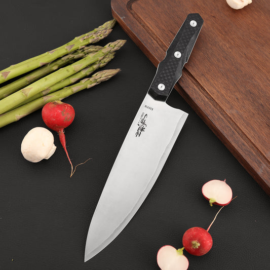 8 Inch Chef Knife, S35VN Steel, Carbon Fiber Handle