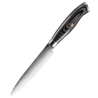 L Series 4.8-Inch Utility Knife, Damascus Steel, Wood