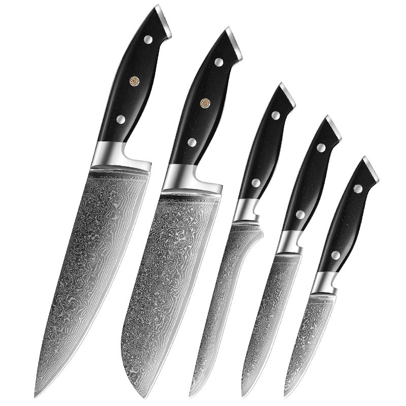 5 Piece Damascus Steel Chef Knife Set