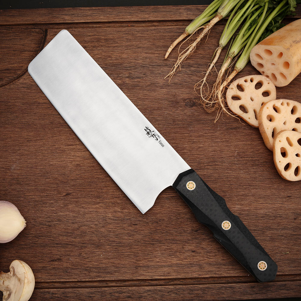 Nakiri Knife Vanax SuperClean Stainless Steel Carbon Fiber