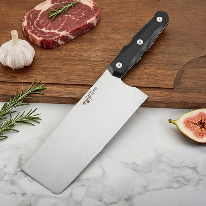7 Inch Nakiri Slicing Knife, M390 Steel, Carbon Fiber Handle
