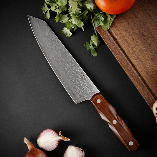 Damascus Steel Kiritsuke Japanese Knife 195mm (7.7") Rosewood Handle