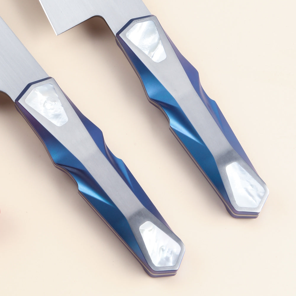LAMBO FUTURISM Marine Kitchen Santoku Knife, Vanax Superclean Steel, Titanium