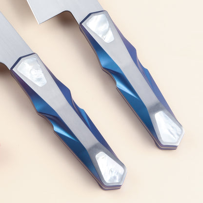 LAMBO FUTURISM Marine Kitchen Santoku Knife, Vanax Superclean Steel, Titanium