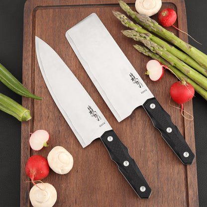 7 Inch Nakiri Knife, S35VN Steel, Carbon Fiber Handle