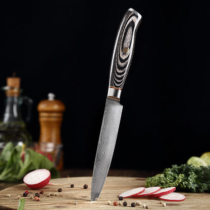 L Series 4.8-Inch Utility Knife, Damascus Steel, Wood