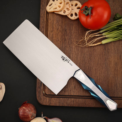 Custom Kitchen Cleaver Knife, Vanax Superclean Steel, Titanium