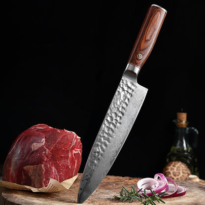 L Series 7.8-Inch Chef Knife, Damascus Steel, Wood, Red