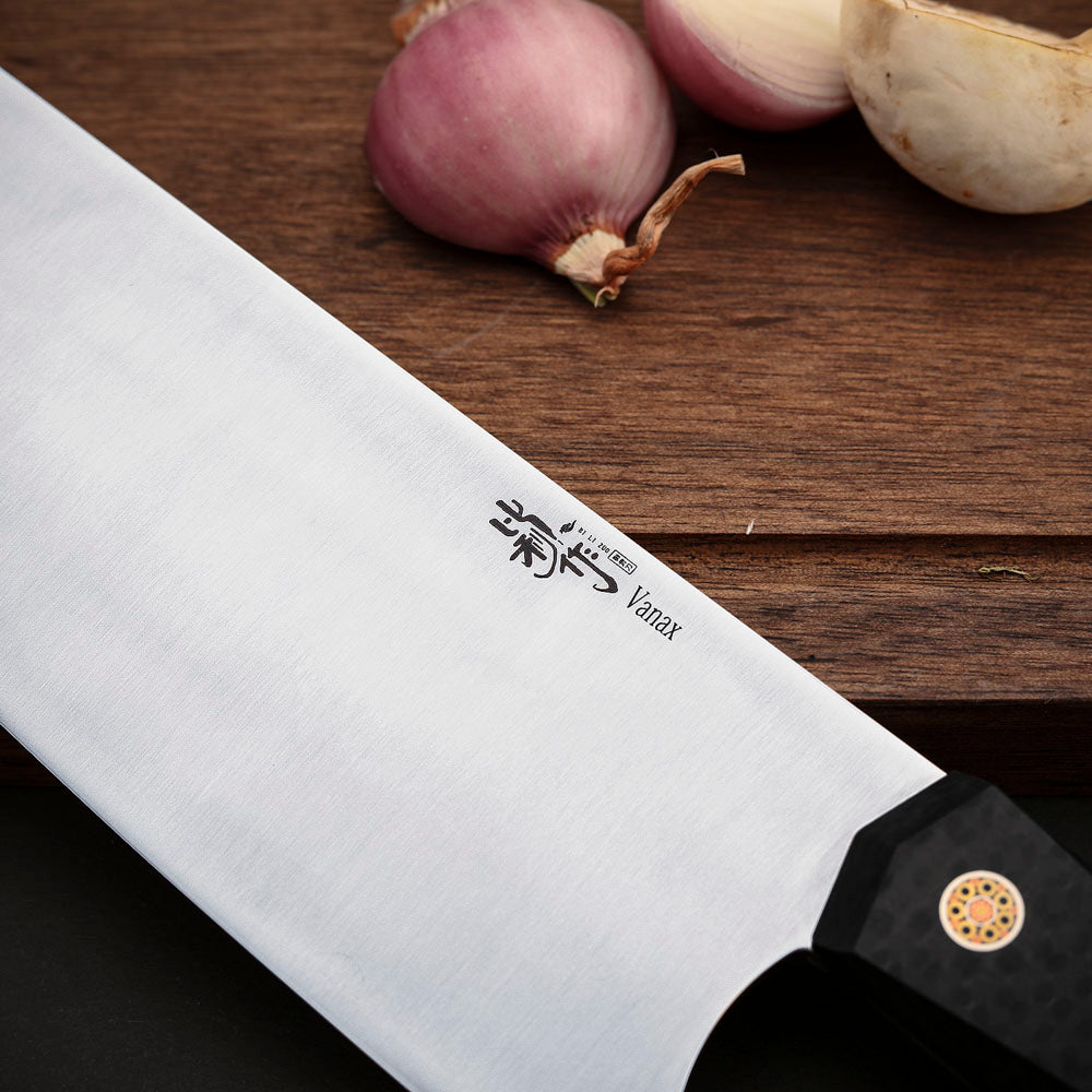 Nakiri Knife Vanax SuperClean Stainless Steel Carbon Fiber