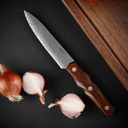 Damascus Steel Utility Knife 123mm (4.8") Rosewood Handle