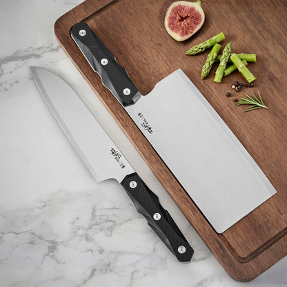 7 Inch Chef's Santoku Knife, M390 San Mai Steel, Carbon Fiber Handle