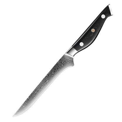 W Series Kitchen Chef Knife Set, Damascus Steel, Black