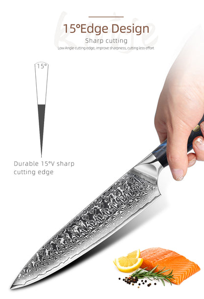 5-teiliges Damastmesser-Set mit Full Tang G10 Griff