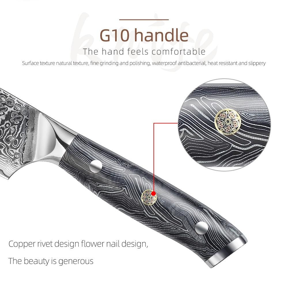 5-Pieces Knife Set, Damascus Steel, G10
