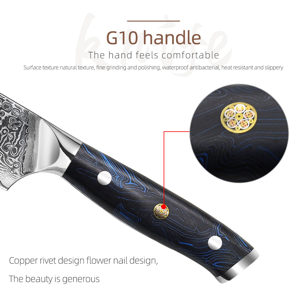 5-teiliges Damastmesser-Set mit Full Tang G10 Griff