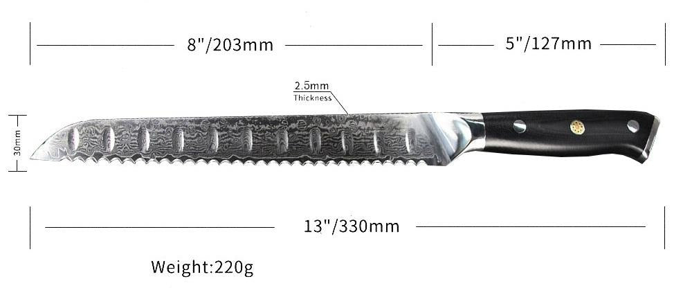 Juego de cuchillos de acero de Damasco de 5 piezas 67 capas Mango G10