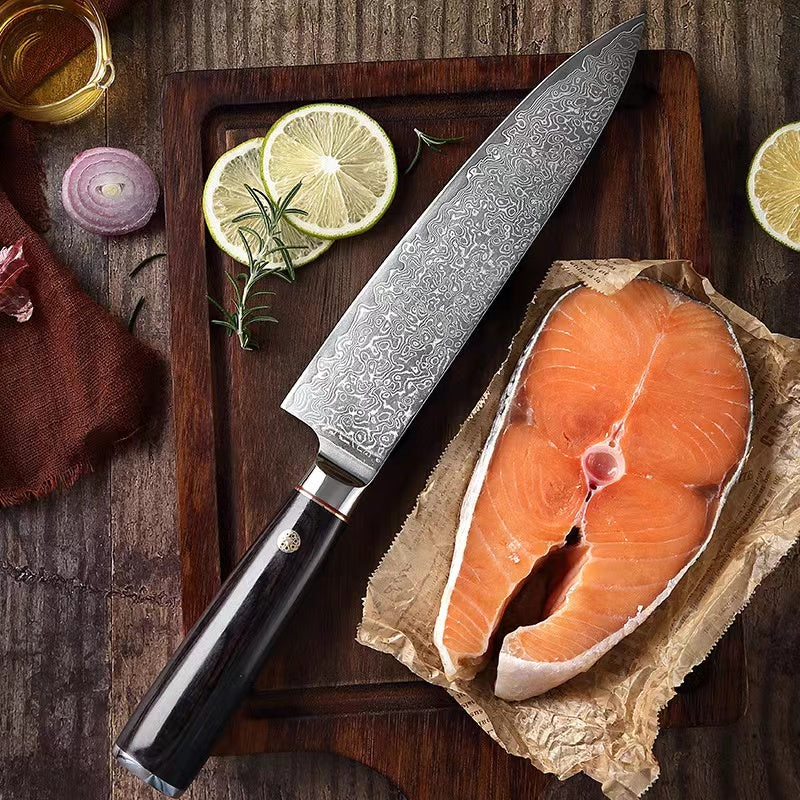T Series 7.7-Inch Chef Knife, Damascus Steel, Wood