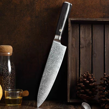 T Series 7.7-Inch Chef Knife, Damascus Steel, Wood
