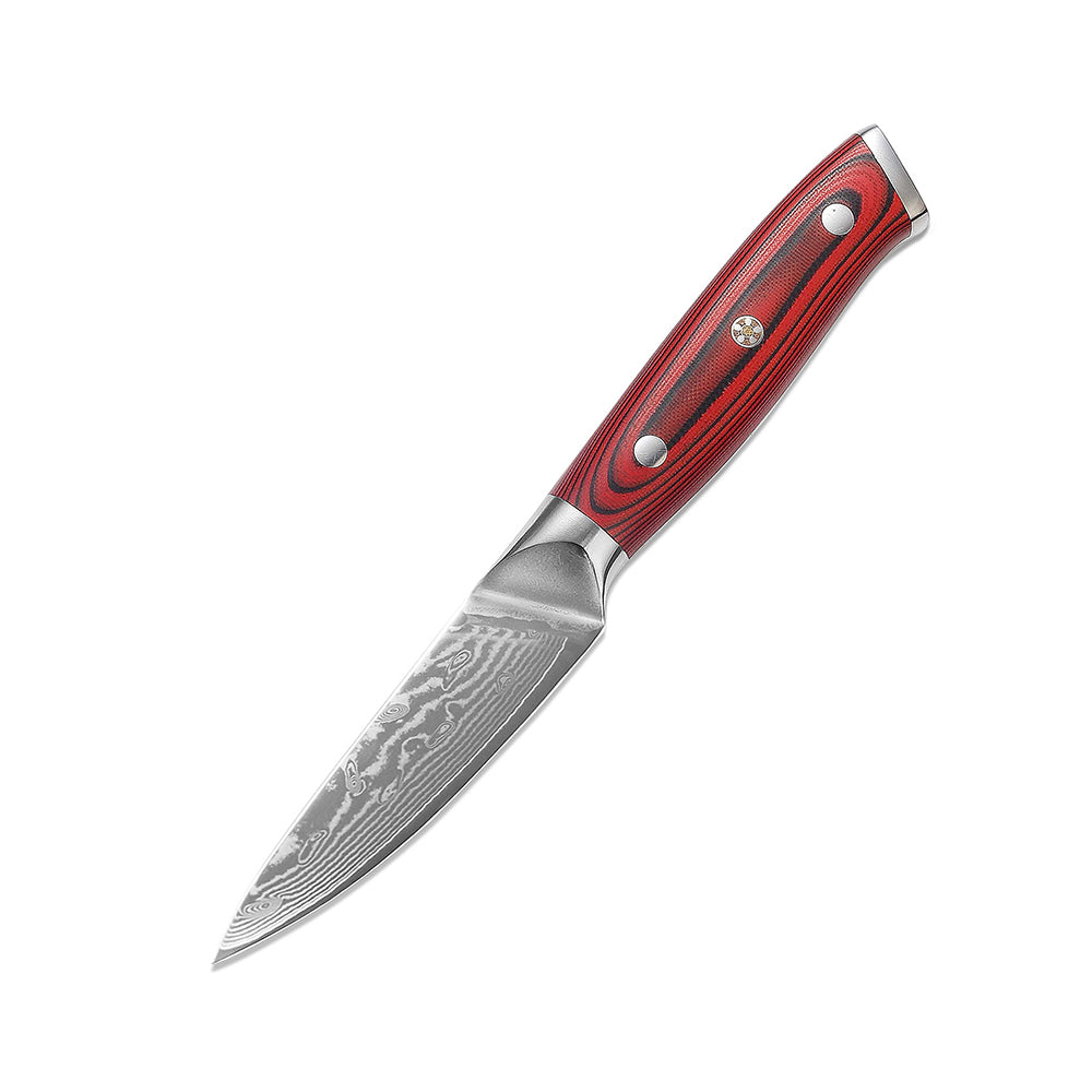 Cuchillo para mondar de acero de Damasco VG10 con mango G10 de 3,5 "