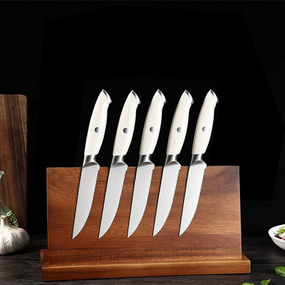 Creme White Series 4.6-Inch Serrated Steak Knife, German 1.4116 Steel, ABS