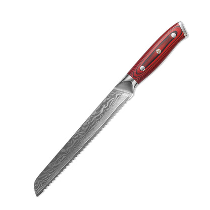 Cuchillo para pan de acero de Damasco VG10 de 8.3 "con remache de mosaico