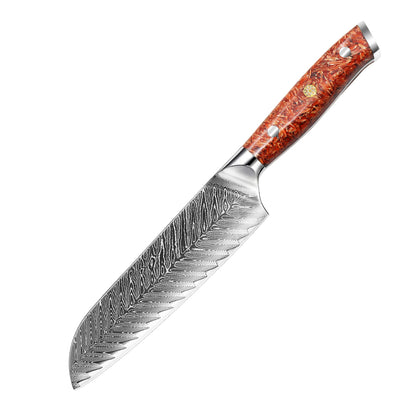 7" Santokumesser aus Damaststahl mit Harzgriff