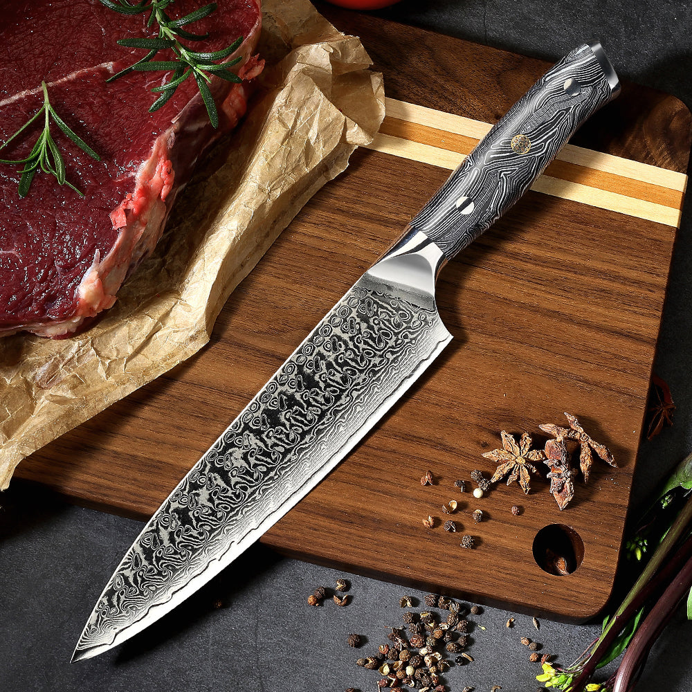 Cuchillo de chef Damasco de 8 "67 capas Mango G10