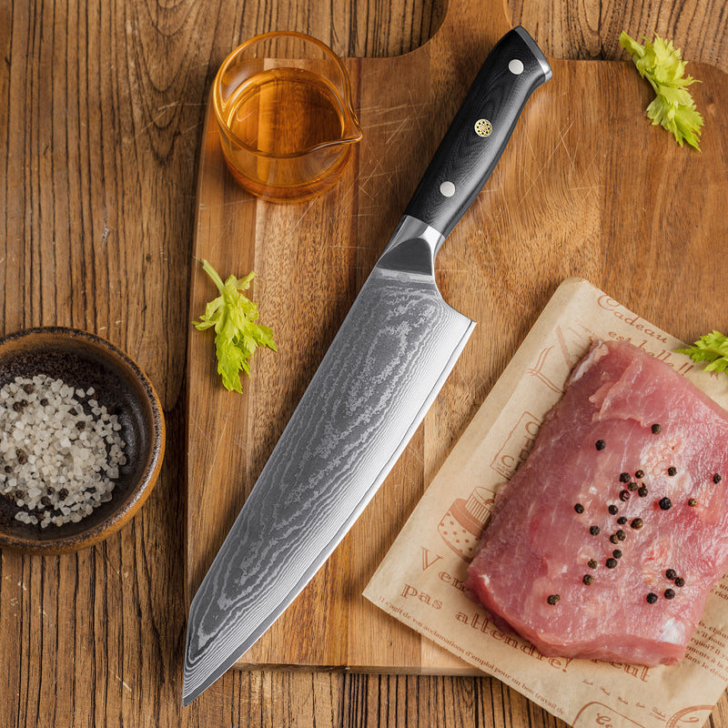 Cuchillo Kiritsuke de chef japonés de acero de Damasco de 8 "