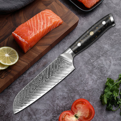 7" Küchen-Santoku-Messer aus Damaststahl
