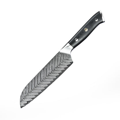 Classic 7-Inch Santoku Knife, Damascus Steel, G10